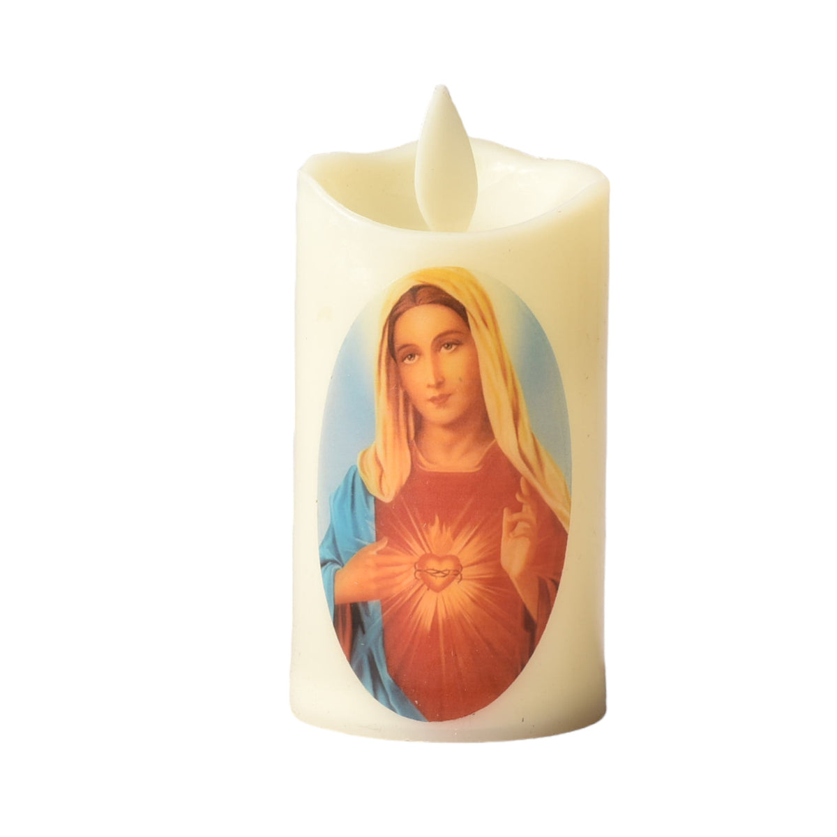 vela decorativa con imagen plastica de pila dim:5x5x9