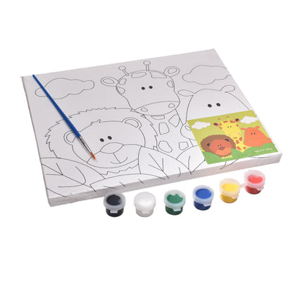 SET LIENZO CUADRADO ANIMALES MADERA+FIBRA CON TEMPERAS DIM:2