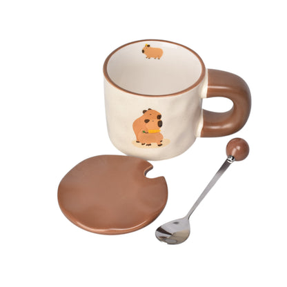 MUG POCILLO CERAMICA CON CUCHARA DISEÑO CAPYBARA 300ML DIM:8X8X9
