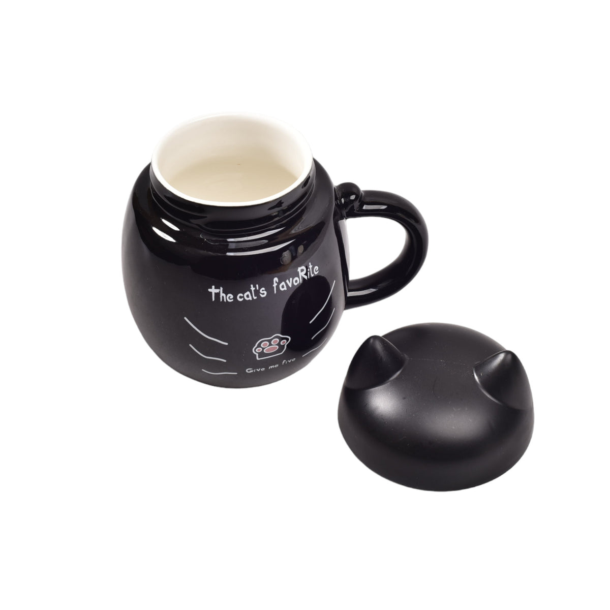 mug ceramica de gato pocillo con tapa