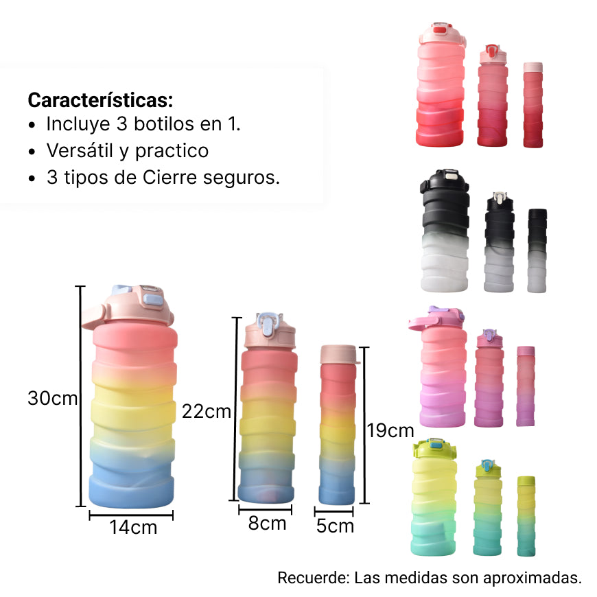 set botella de agua motivacional por 3 unidades