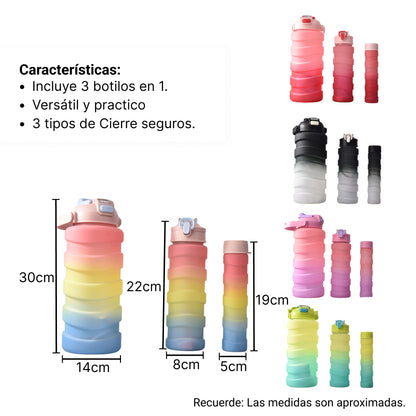 SET BOTELLA DE AGUA MOTIVACIONAL POR 3 UNIDADES