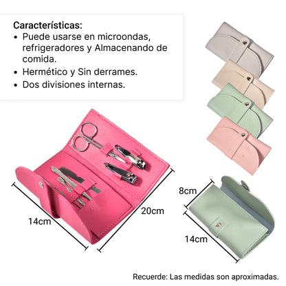 SET CORTAUÑAS MANICURE 7 PIEZAS SINTETICO+ACERO DIM:7X14