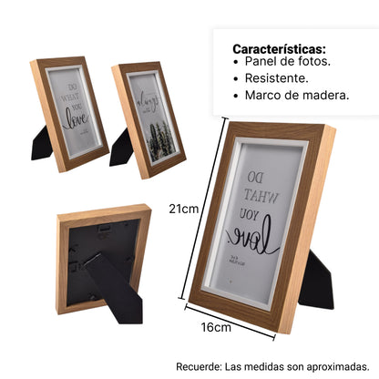 PORTARETRATO CON VIDRIO Y MARCO DE MDF MADERA DIM:15X20