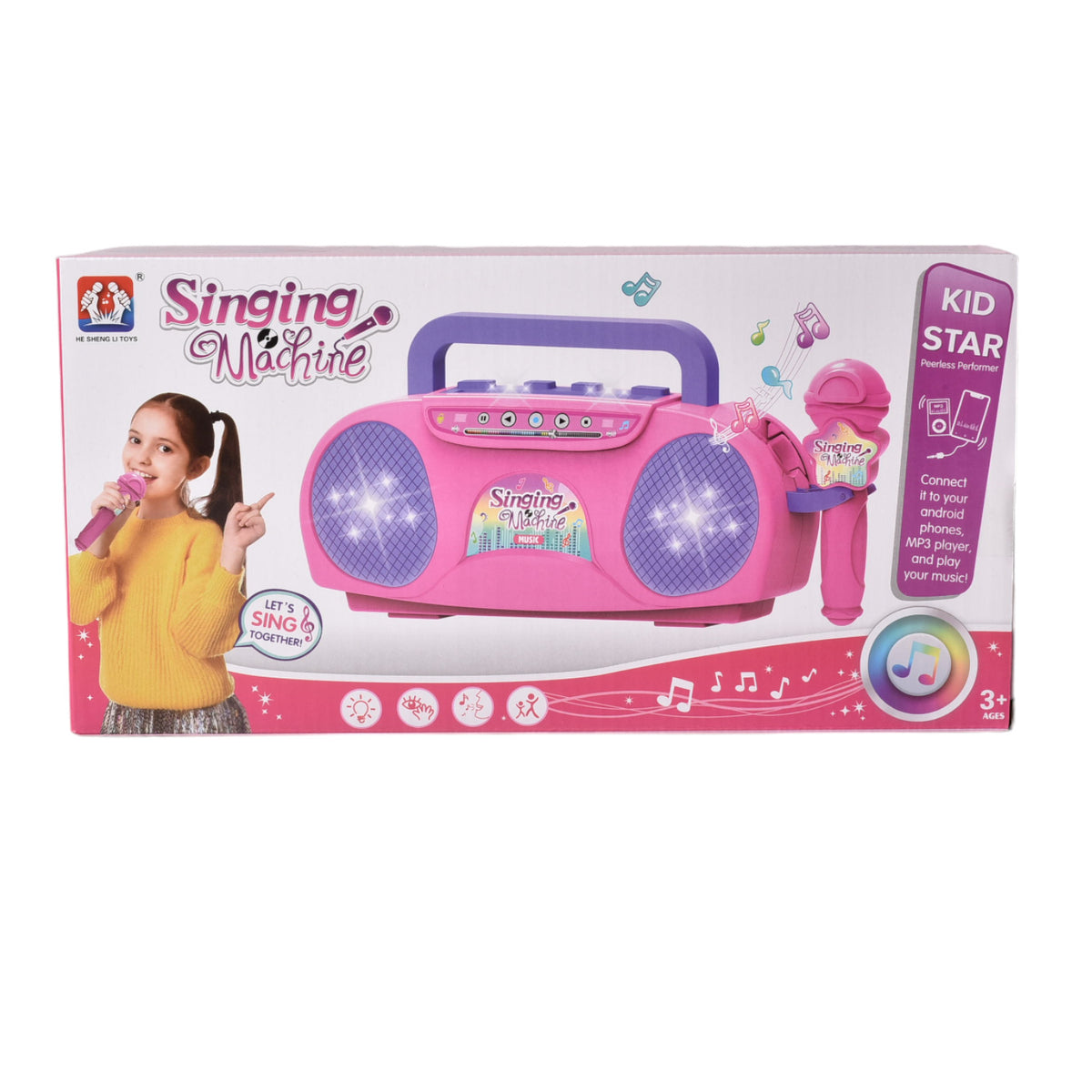 juguete karaoke rosado con microfono de plastico con sonido