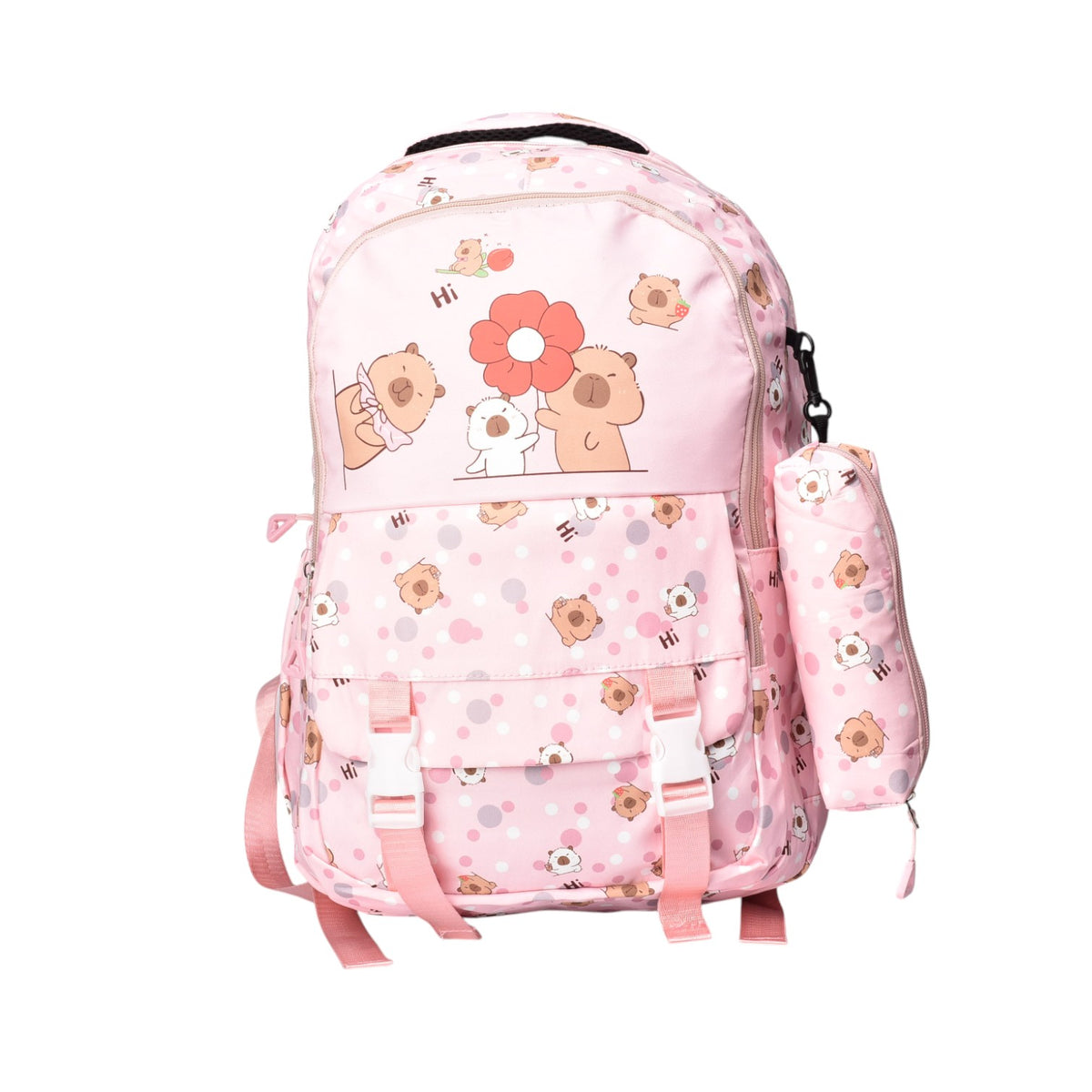 maleta morral con cartuchera poliester capybara dim:46x32x15