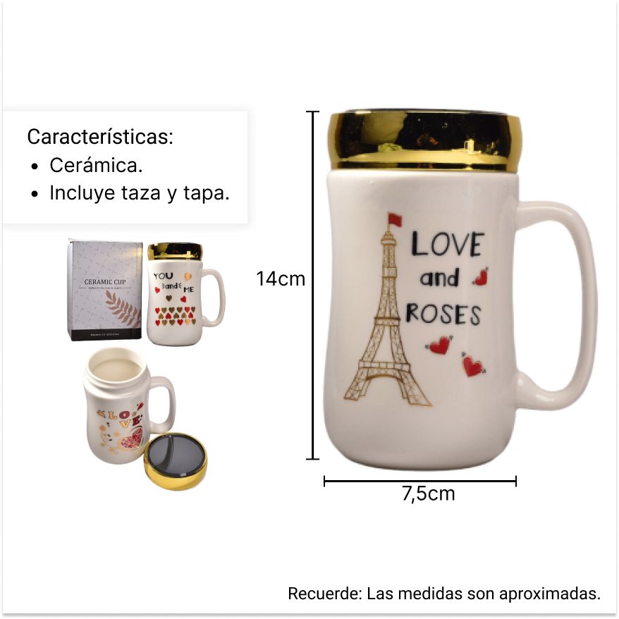 mug pocillo ceramica cafe vaso dim:7x7x14cm
