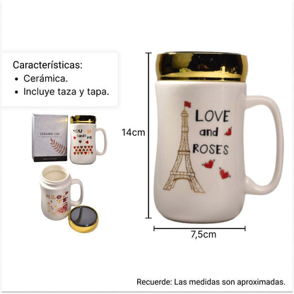 MUG POCILLO CERAMICA CAFE VASO DIM:7x7x14CM