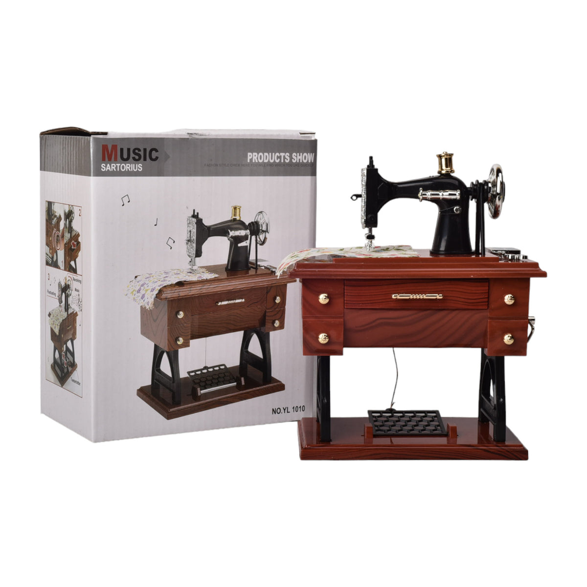 caja musical maquina de coser en plastico