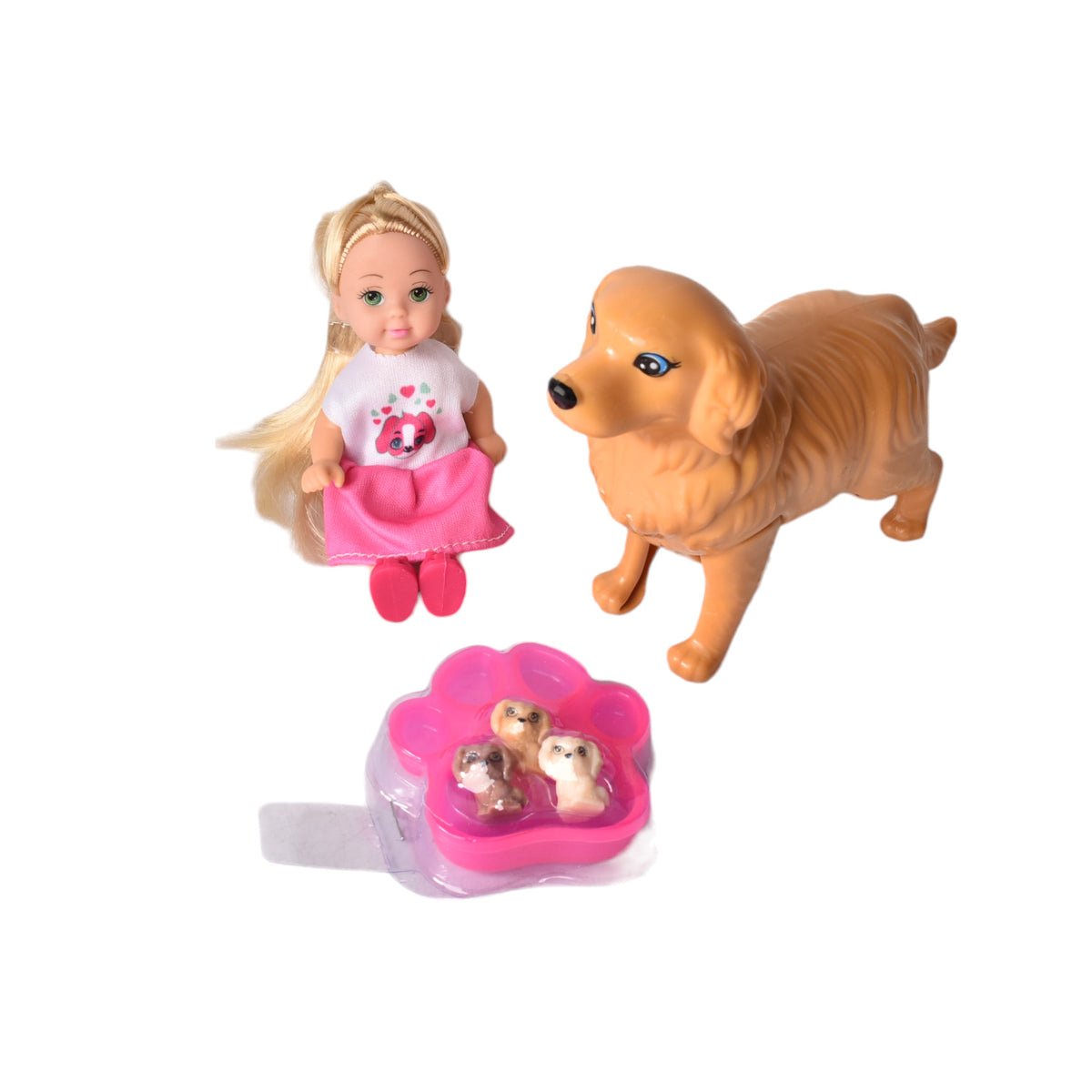 juguete muñeca con animales plastica