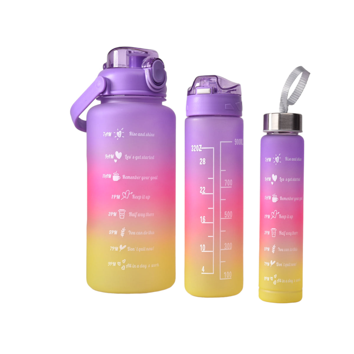 set botella motivacional de agua por 3 unidades