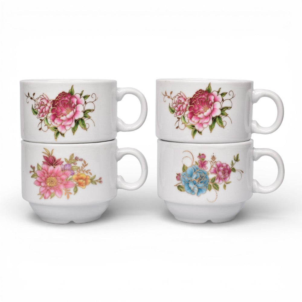 pocillo set 4pcs ceramica diseños  con base  160ml dim:7x7x6