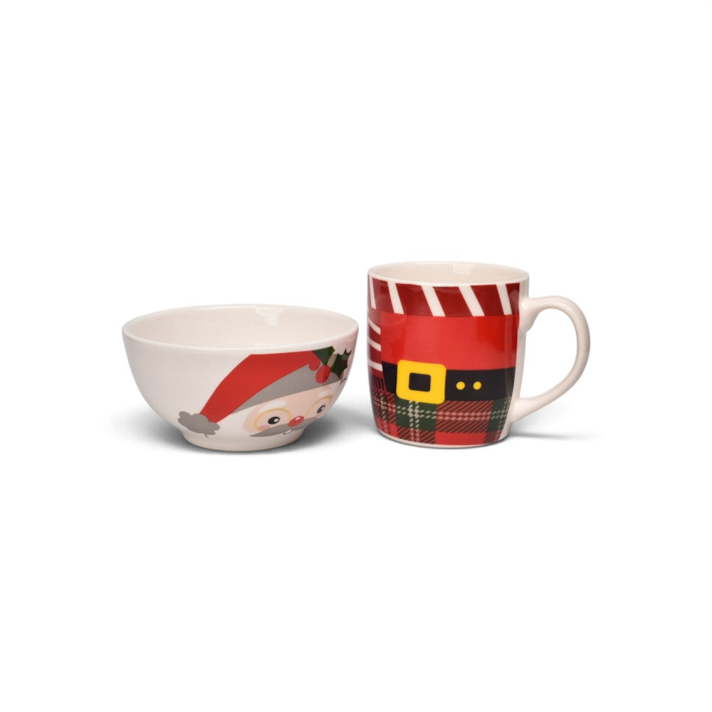pocillo set ceramica con plato navidad 350ml