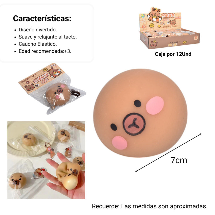 squishy anti estres elastico caucho redonda cafe dim:11x14x3cm