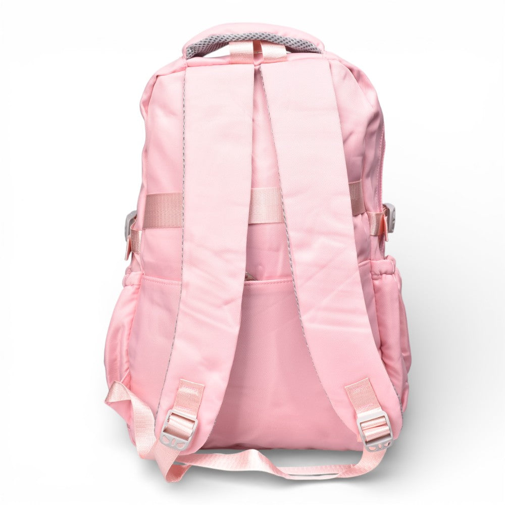 maleta morral negro lila y rosado poliester dim:45x30x16