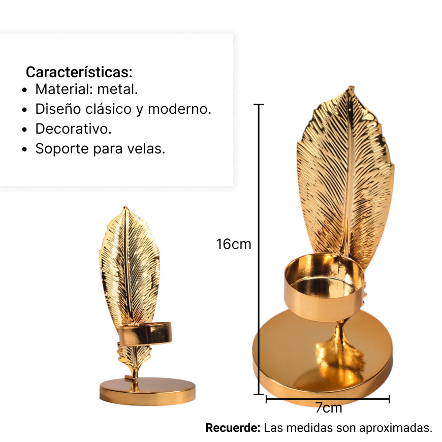 candelabro base metalica para vela dim: 7x7x15