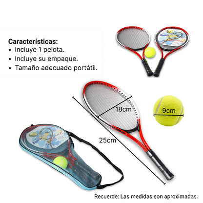 RAQUETA METAL Y PELOTA DE TENIS DE CAMPO DEPORTE NIÑOS DIM:2