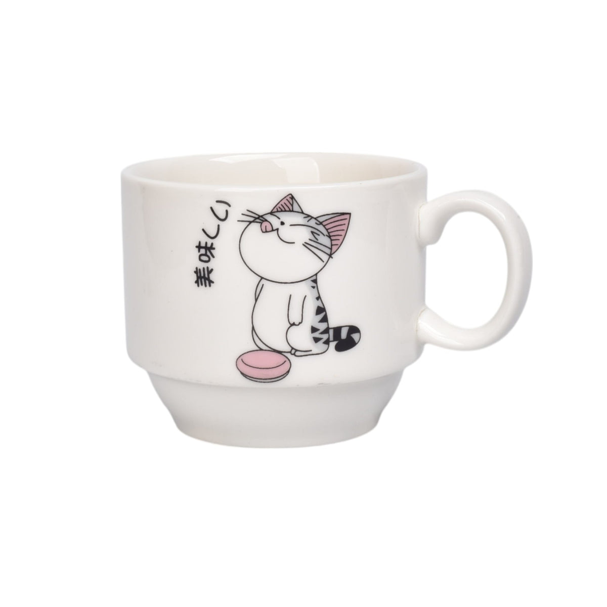 set 4pcs pocillos con base ceramica 150ml diseño gatos dim:7x6x7