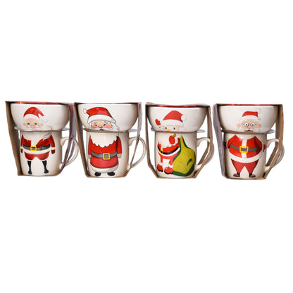 SET POCILLO NAVIDAD CON PLATO CERAMICA 350ML DIM8X8X9
