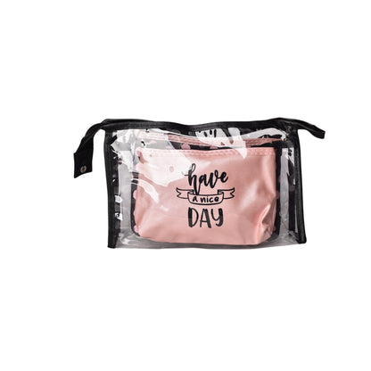 COSMETIQUERA X 3 UND MAQUILLAJE POLIESTER SINTETICO PVC DIM: