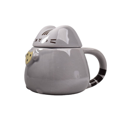 MUG POCILLO CERAMICA GATO CON TAPA