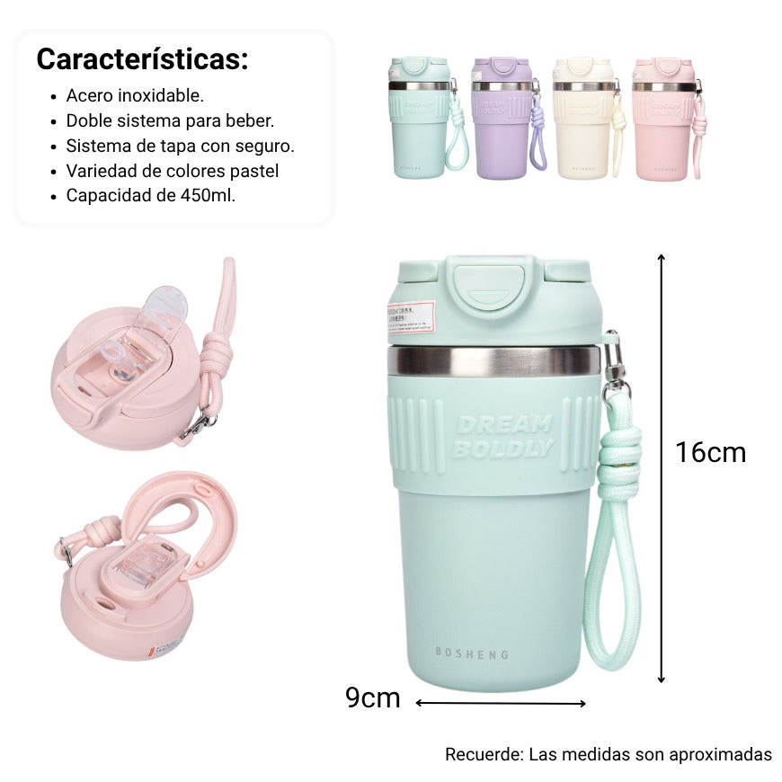 termo acero inoxidable 450ml dim:9x9x16