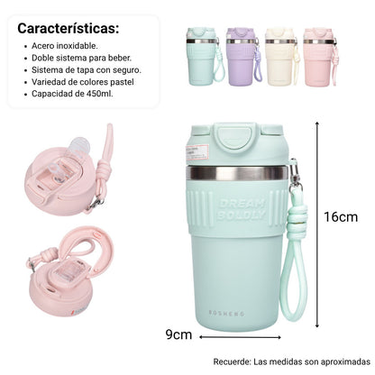 TERMO ACERO INOXIDABLE 450ML DIM:9X9X16