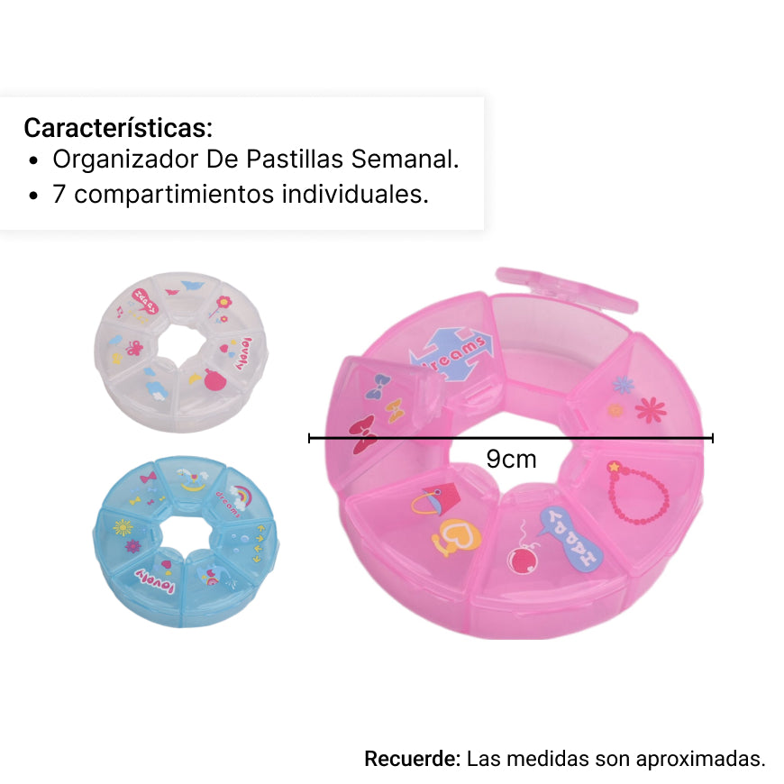 organizador pastillero  dim:9*9cm