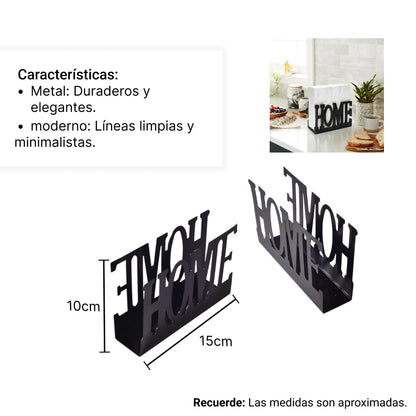 SERVILLETERO HOME NEGRO DE ACERO INOXIDABLE DIM:14X9