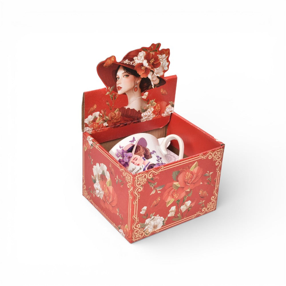 pocillo set ceramica  con cuchara 250ml dim:8x9x9