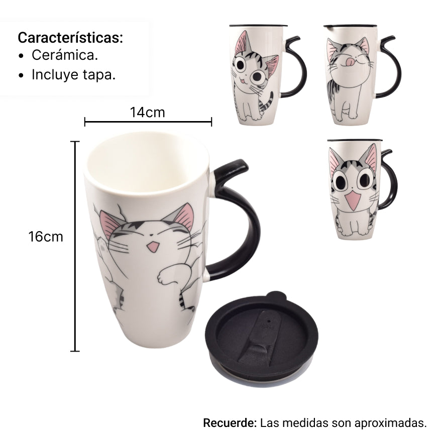 pocillo grande ceramica mug con tapa