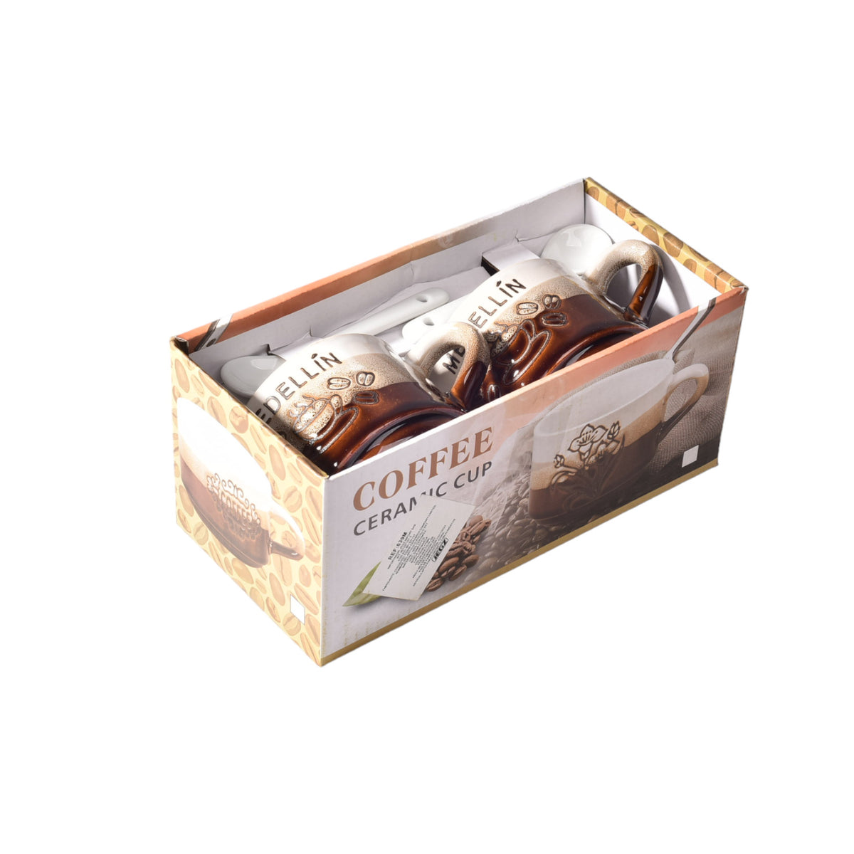 set 2pcs pocillos con cucharas  ceramica dim:7x7x6