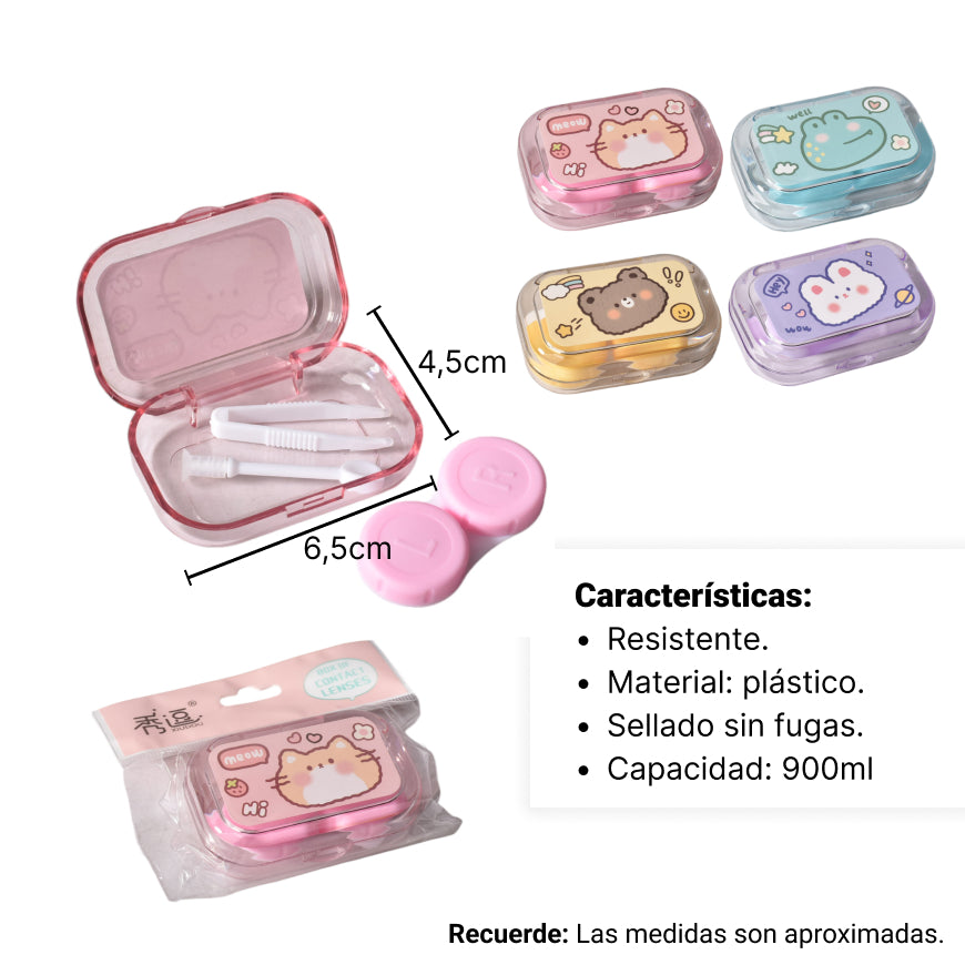 set almacenaje estuche para lentes de contacto plastico  col