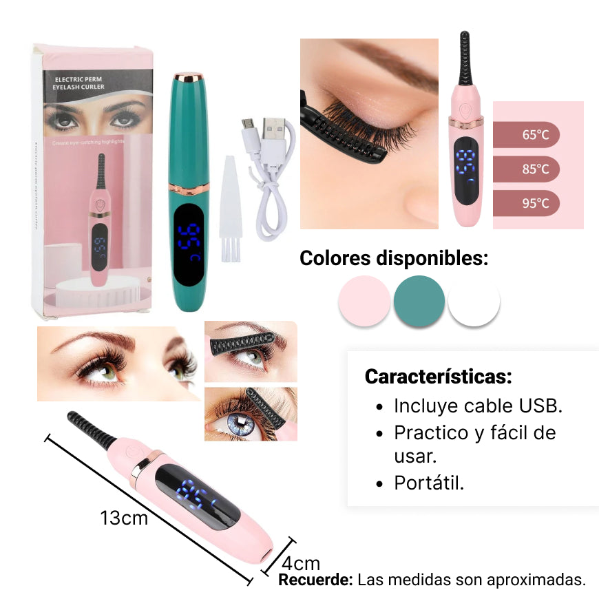 encrespador rizador de pestañas portatil recargable cable