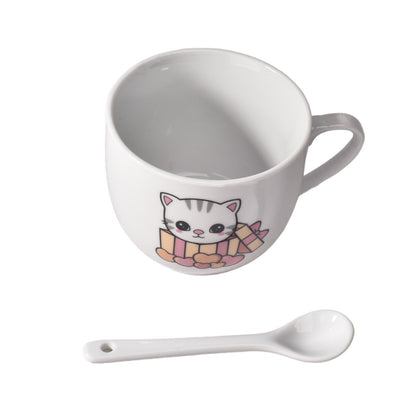POCILLO CERAMICA CON CUCHARA DIM: 7x7x6