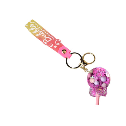 LLAVERO PLASTICO FORMA DE COLOMBINA VARIOS COLORES DIM:3X3X6
