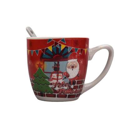 POCILLO DE NAVIDAD CON CUCHARA DIM: 14x14x7