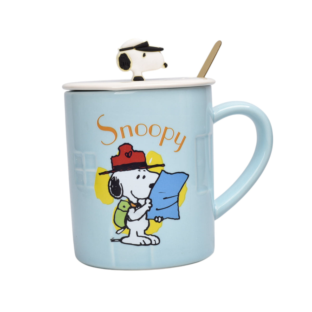 mug pocillo ceramica personaje con tapa y cuchara 380ml dim:10x8