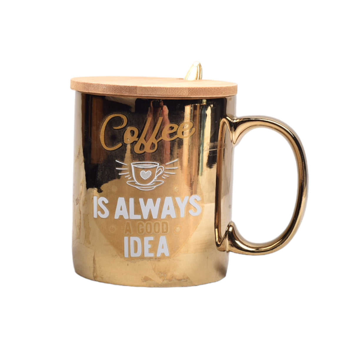 pocillo tornasol mug ceramica con tapa madera y cuchara