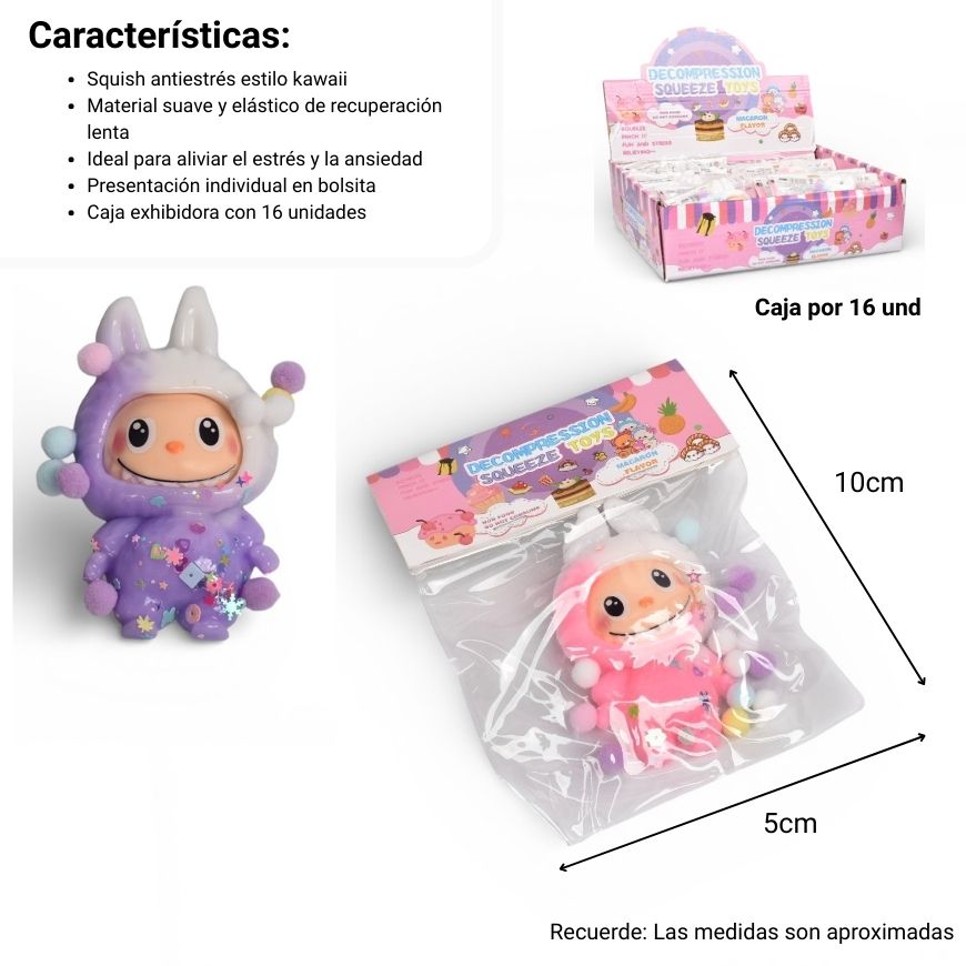 squishy anti estrés labubu gran dim:10x5x1