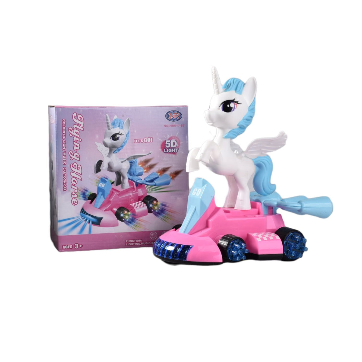 unicornio carro con luces sonido y movimiento
