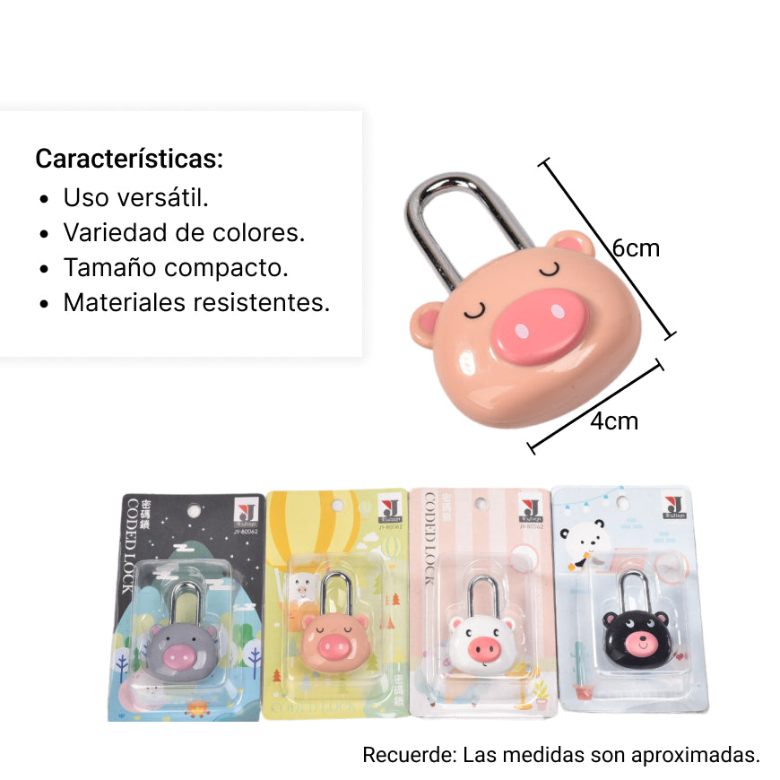 candado con clave diseños mini dim:9*13