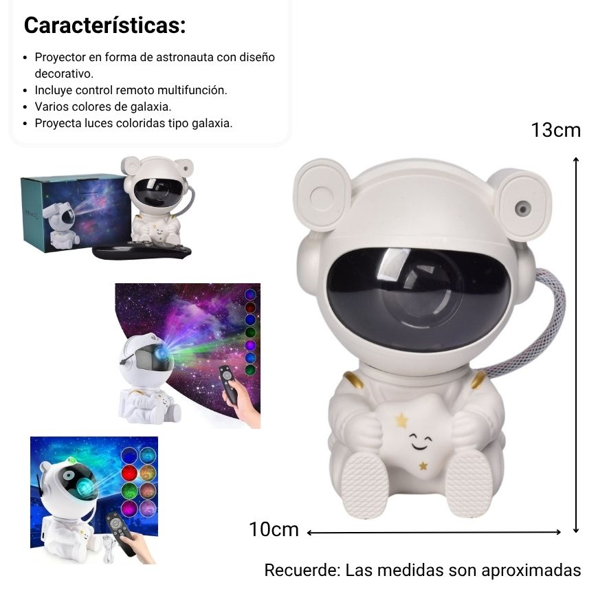 proyector con cable usb recargable forma astronauta plastico