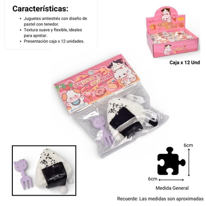 SQUISHY ANTI ESTRÉS  FORMA DE PASTEL ELASTICO CAUCHO  DIM:6X6X3