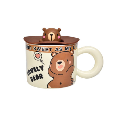 MUG POCILLO CERAMICA DISEÑOS DE GATOS CON TAPA DIM:9X9X7
