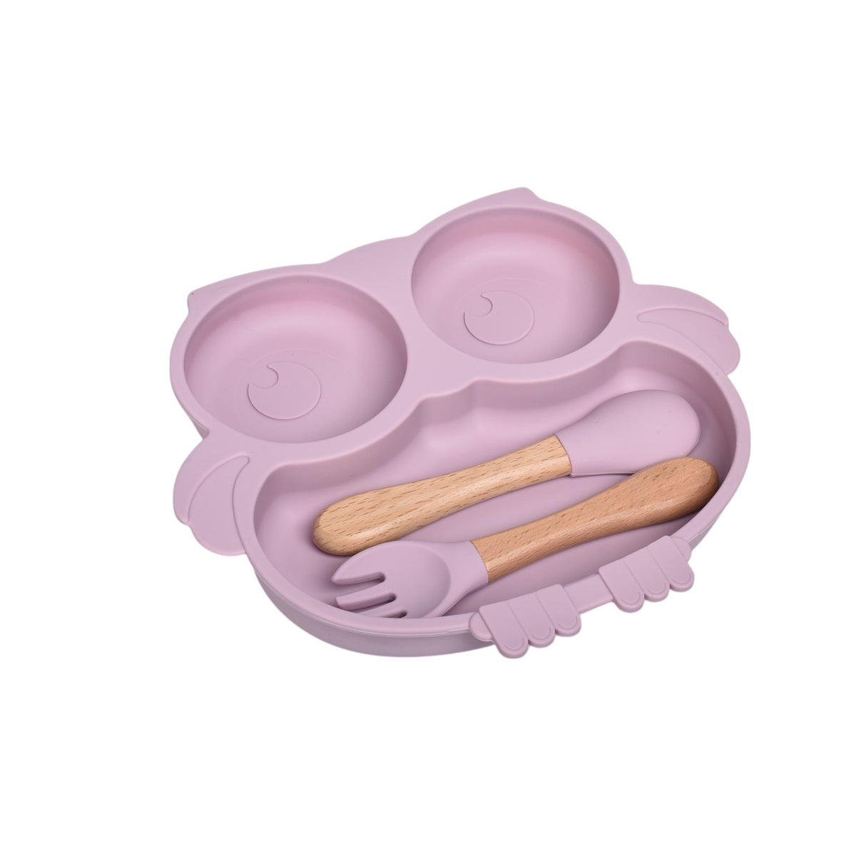 plato con cubierto silicona para niños dim:20x18x3