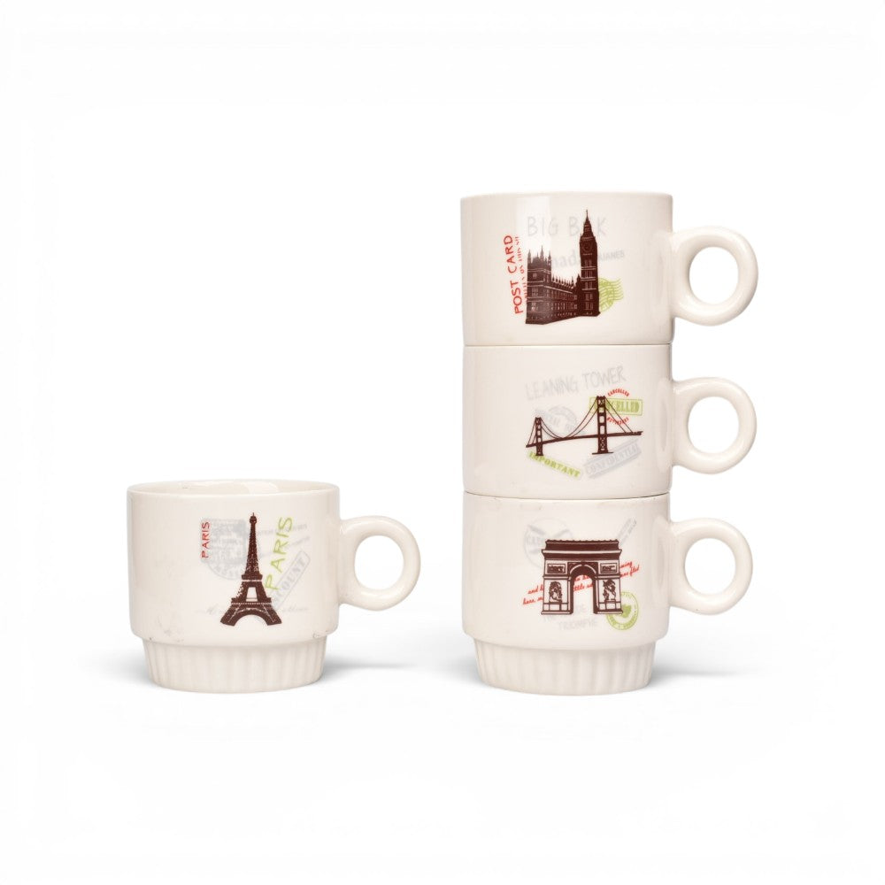 pocillo set 4pcs ceramica con base dim:26x9cm