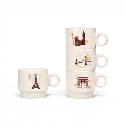 POCILLO SET 4PCS CERAMICA CON BASE DIM:26X9CM