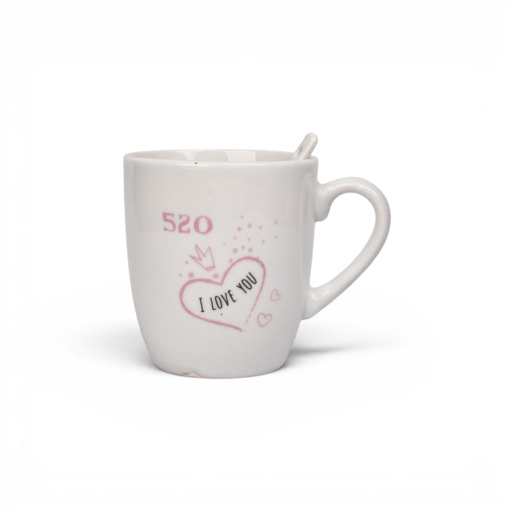 mug pocillo ceramica con cuchara diseñor corazon 200ml