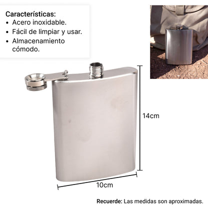 WHISKERA LICORERA PLATEADA ACERO INOXIDABLE